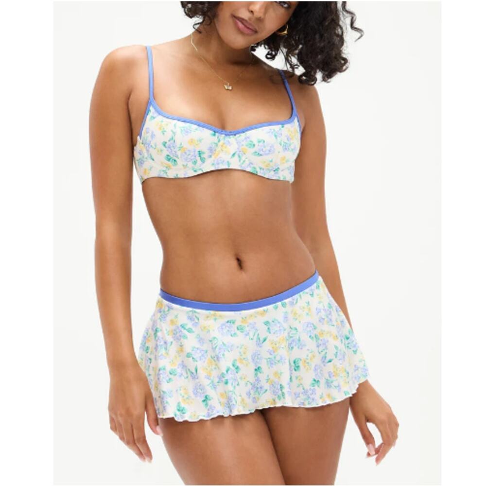 Frankies Bikinis Women's Coastal Floral Cola Shine Underwire Bikini Top Size L - Picture 10 of 11
